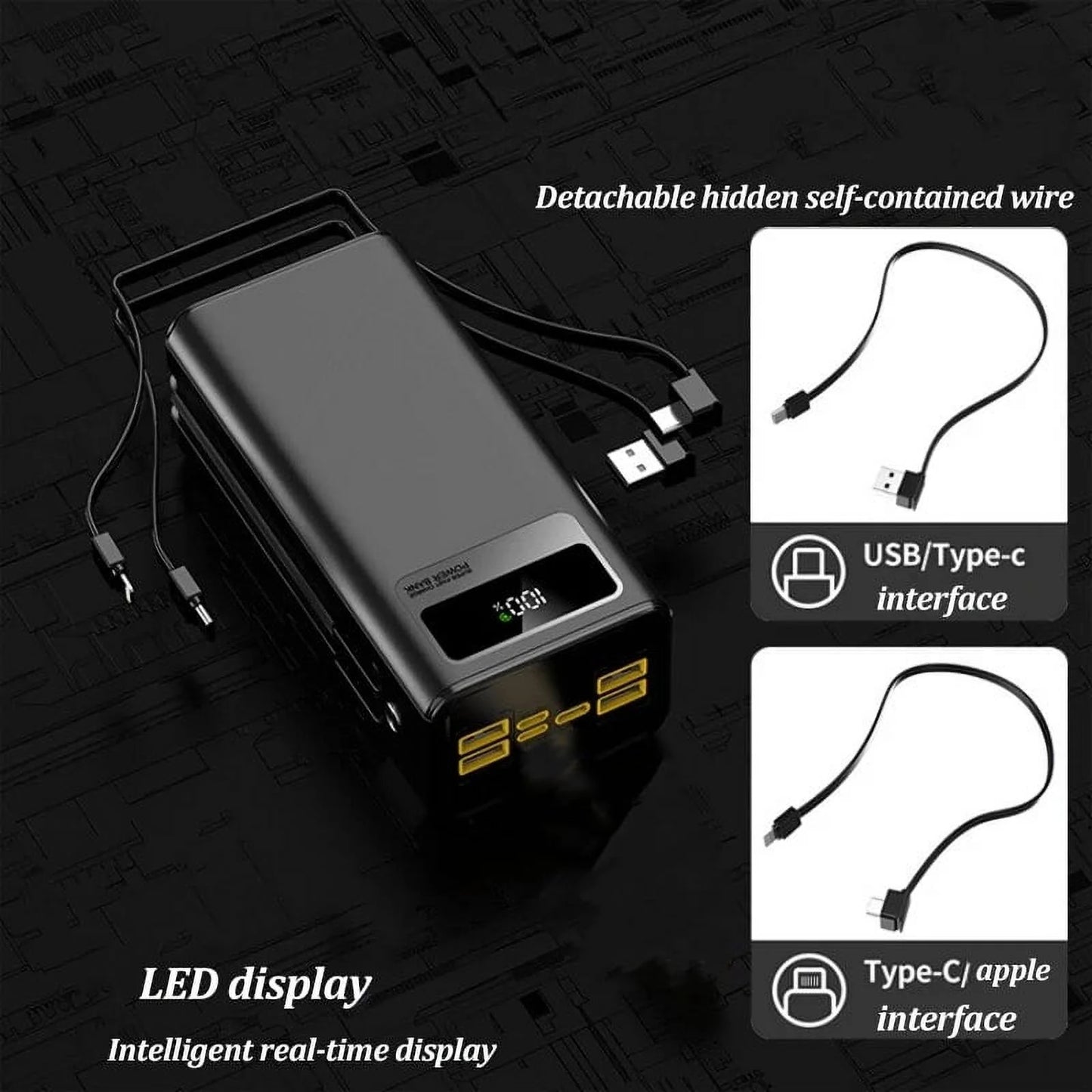 Finew Portable Charger 60000 Mah 120W Super Fast Charger Outdoor Camping Live Power Bank,Power Station LED Display External Battery Pack,Compatible with Iphone & Android Cell Phone