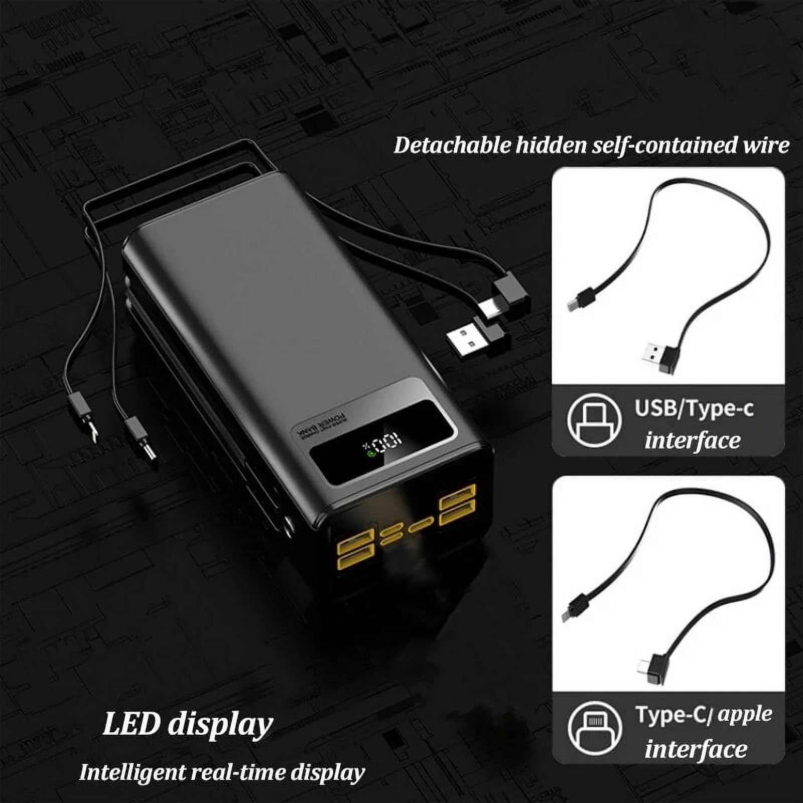 Finew Portable Charger 60000 Mah 120W Super Fast Charger Outdoor Camping Live Power Bank,Power Station LED Display External Battery Pack,Compatible with Iphone & Android Cell Phone